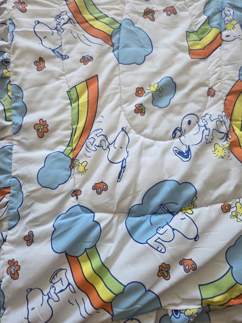 Baby Blanket - Rainbow Cloud Print in Blue & White - Picture 2 of 3